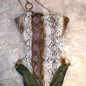 Micheal Kors side cut out snakeskin swimsuit size 14